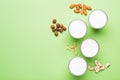 Nuts non diary milk in glasses . Health care, diet and nutrition concept Royalty Free Stock Photo