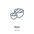 Nuts outline vector icon. Thin line black nuts icon, flat vector simple element illustration from editable general concept Royalty Free Stock Photo