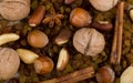 Nuts, raisin, cinnamon and spices