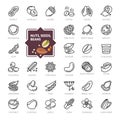 Nuts, seeds and beans elements - minimal thin line web icon set. Outline icons collection Royalty Free Stock Photo