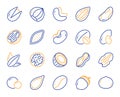 Nuts and seeds line icons. Hazelnut, Almond nut and Peanut. Vector Royalty Free Stock Photo