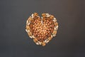 Nuts in the shape of heart Royalty Free Stock Photo