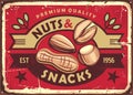 Nuts and snacks retro sign poster