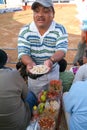 Nuts stadium salesman at a bullfight in Valladolid, Mexico Royalty Free Stock Photo