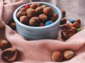 Nuts and sweets in a bowl