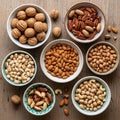 The nuts unique colors and textures ranging from light beige Royalty Free Stock Photo