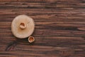 shell of nut on a wooden background