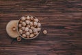 Nuts on a wooden background Royalty Free Stock Photo