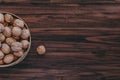 Nuts on a wooden background Royalty Free Stock Photo