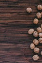 Nuts on a wooden background Royalty Free Stock Photo