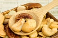 Nuts in a wooden bowl