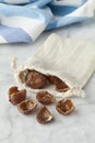 Nutshells of soapnuts in a cotton bag Royalty Free Stock Photo