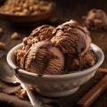 nutty brown ice cream and sweet chocolate syrup Royalty Free Stock Photo