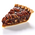 Nutty Chocolate Bliss: Delectable Chocolate Pecan Pie Isolated on White Background - Generative AI Royalty Free Stock Photo