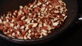 nutty delight: roasted almonds in a pan