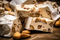 Nutty nougat on parchment paper. Generate ai