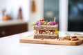 nutty raw cake bar with visible layers