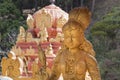 Nuwara Eliya, Sri Lanka: 03/21/2019:Sriramajayam Hindu Temple ornate gold statues of the gods