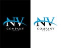 NV, VN letters company logo design swoosh design vector