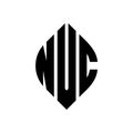 NVC circle letter logo design with circle and ellipse shape. NVC ellipse letters with typographic style. The three initials form a