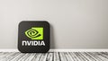 Nvidia App Icon on Wooden Floor Against Wall