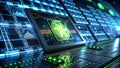 Nvidia Logo on a Futuristic Energy Grid Display Generative AI