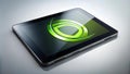 Nvidia Logo on a Futuristic Tablet with a Curved Display generative AI