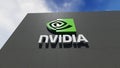 Nvidia logo on the wall, Editorial use only