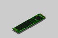 NVME Express M.2 memory realistic 3d isometric illustration, random access memory