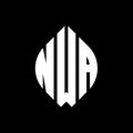 NWA circle letter logo design with circle and ellipse shape. NWA ellipse letters with typographic style. The three initials form a