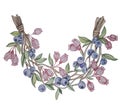 Watercolor illustration wreath with wild berries