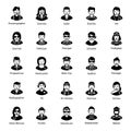 Collection of Human Avatars In solid Style