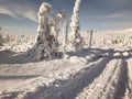 Winter view from the top of Szrenica mountain - Ice desert - Szklarska Poreba Royalty Free Stock Photo