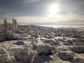 Winter view from the top of Szrenica mountain - Ice desert - Szklarska Poreba Royalty Free Stock Photo