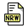 NWR File Format Icon.. Black Outline Icons and with Long Shadow yellow color, Vector Illustration Royalty Free Stock Photo