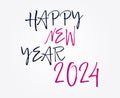 Happy New Year 2024 Abstract Black And Purple Graphic Design