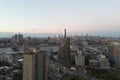 NY City skyline. Buildings of New York. New York Buildings. Skyline of NYC. Aerial view of Brooklyn Bridge with Royalty Free Stock Photo