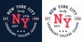 NY college league print for t-shirt design. New York, Brooklyn typography graphics for college apparel. Vector Royalty Free Stock Photo