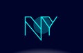 ny n y blue line circle alphabet letter logo icon template vector design