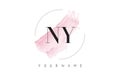 NY N Y Watercolor Letter Logo Design with Circular Brush Pattern