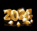 Golden 2024 New year. Christmas card, vector