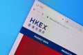 Homepage of hkex website on the display of PC, url - hkex.com.hk
