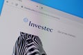 Homepage of investec website on the display of PC, url - investec.com