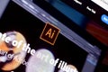 Web page of adobe illustrator product on official website on the display of PC Royalty Free Stock Photo