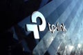 New tp-link logo on wireless router modem tp link Archer C20 AC750 reflective surface