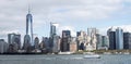 NY Waterway ferry with downtown NYC in background Royalty Free Stock Photo