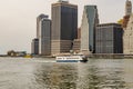 NY Waterway Ferry in front of Skyline of Manhattan, New York City