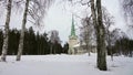 Nya kyrka church in Jokkmokk in winter in Swedish Lapland Royalty Free Stock Photo