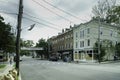 Nyack, NY / USA - 06/06/20: Landscape view of a row of shops on South Broadway Royalty Free Stock Photo