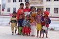 Nyaungshwe on Inle Lake, Burma - 12.04.2012. Portrait of eight smiling Burman children different age in colorful clothes